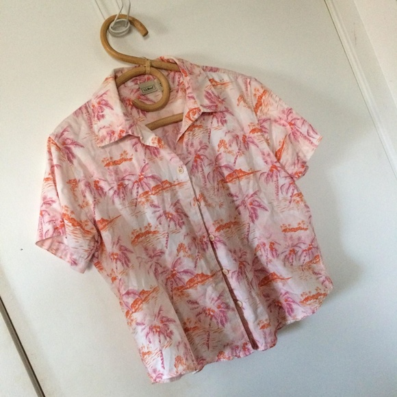 L.L. Bean Tops - LL Bean Button Down Shirt Pink & White